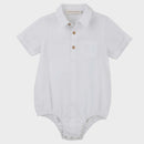 DESIGNER KIDZ | ARCHIE S/S BUTTON ROMPER - IVORY
