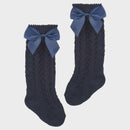 DK | KNEE HIGH BOW SOCKS - NAVY
