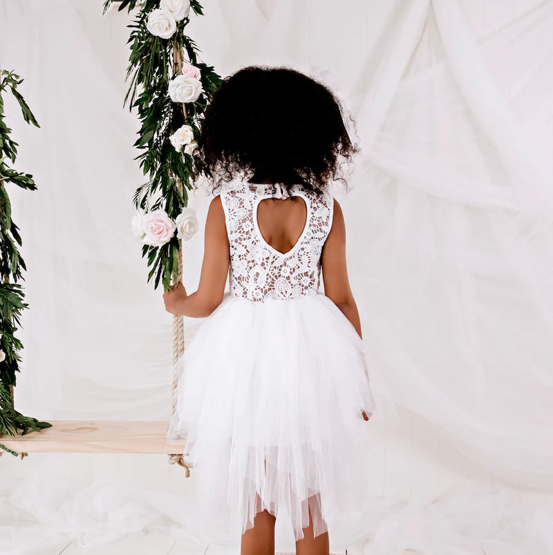 Designer Kidz | Tara Heart Lace Dress-Ivory