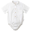 Designer Kidz | Leo S/S Button Romper-Ivory