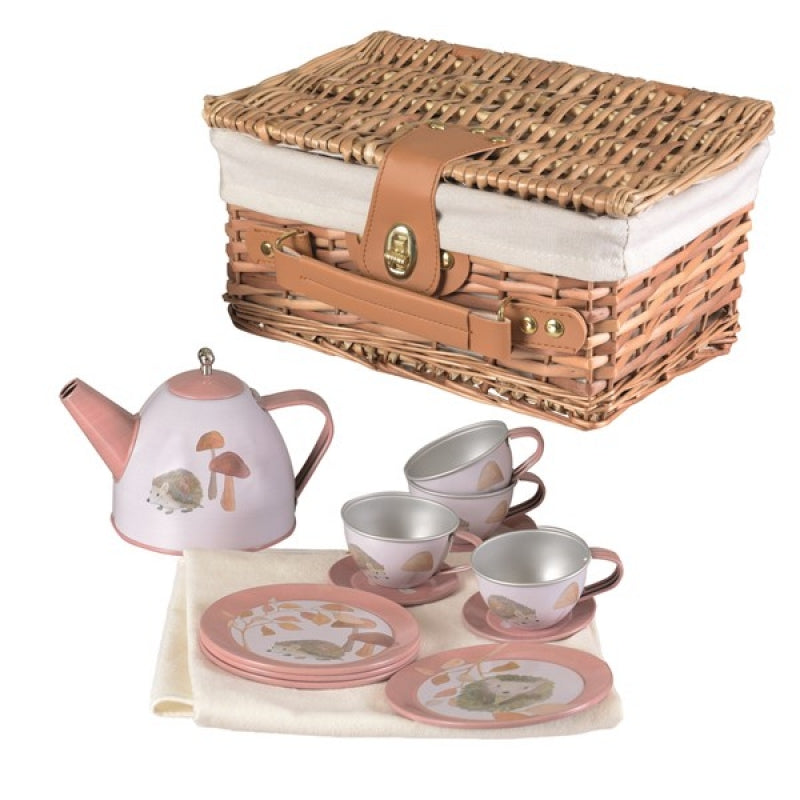 Egmont | Tin Tea Set In Wicker Basket - Hedgehog