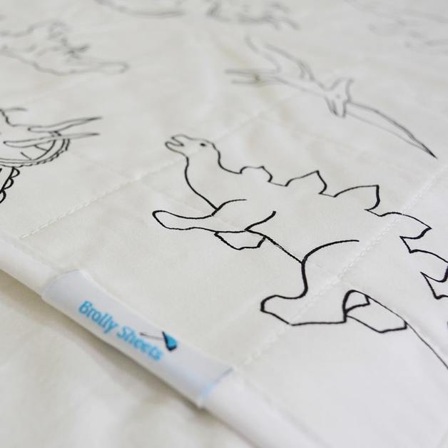 Brolly Sheets | Single White Dinosaur