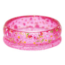 Pink Poppy - Floral Print Glitter Bangle