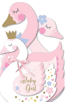 CARD COUTURE BABY GIRL SWANS