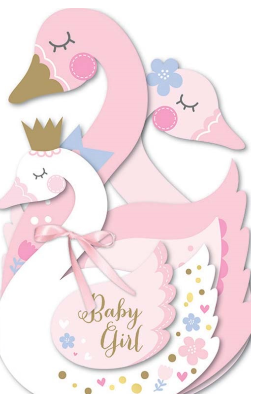 CARD COUTURE BABY GIRL SWANS