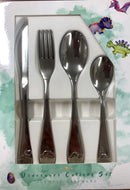 Stainless Steel Children's Cutlery 4 Piece Set Dinosaurs