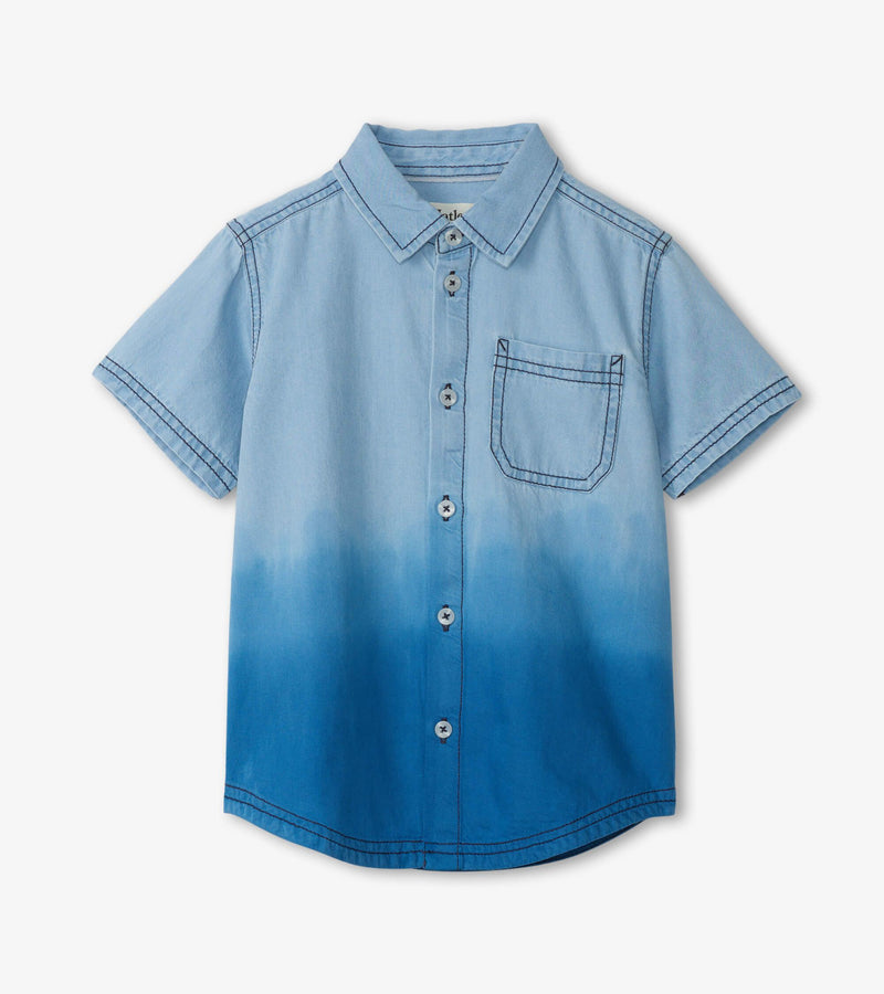 Hatley | Denim Dip Dye Short Sleeve Button Down Shirt
