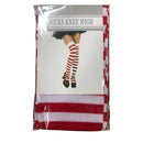 SOCKS KNEE HIGH 65CM,RED & WHITE STRIP