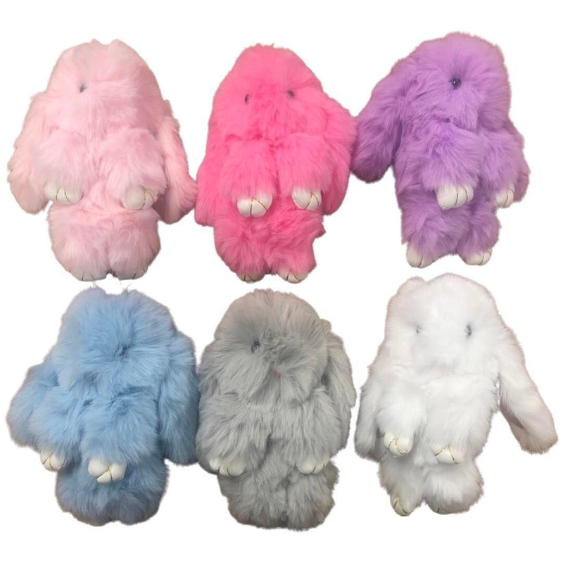 Fluffy Bunny Keyring - Asstd Colours