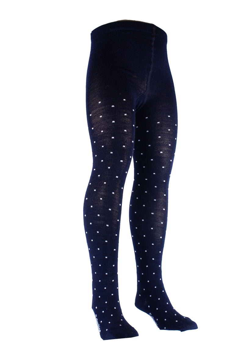 Columbine | Navy Merino Pin spot Tights