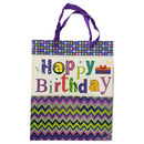 Happy Birthday Purple Zig-Zag Gift Bag - Med