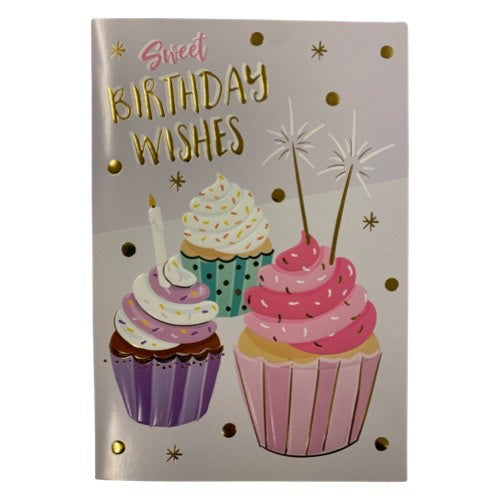 Deluxe Birthday Card - Girls Cupcakes