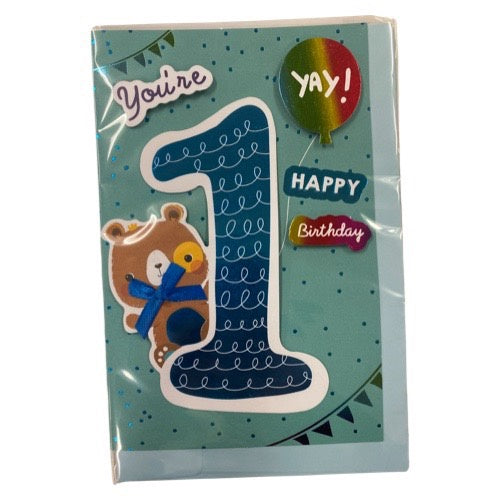 Handiworks Birthday Card - Boys 1st Birthday