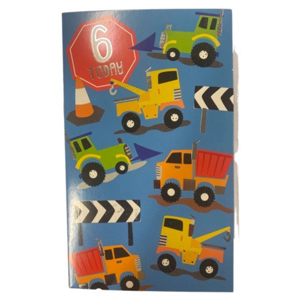 Boys 6yr old Truck Themed Birthday Card