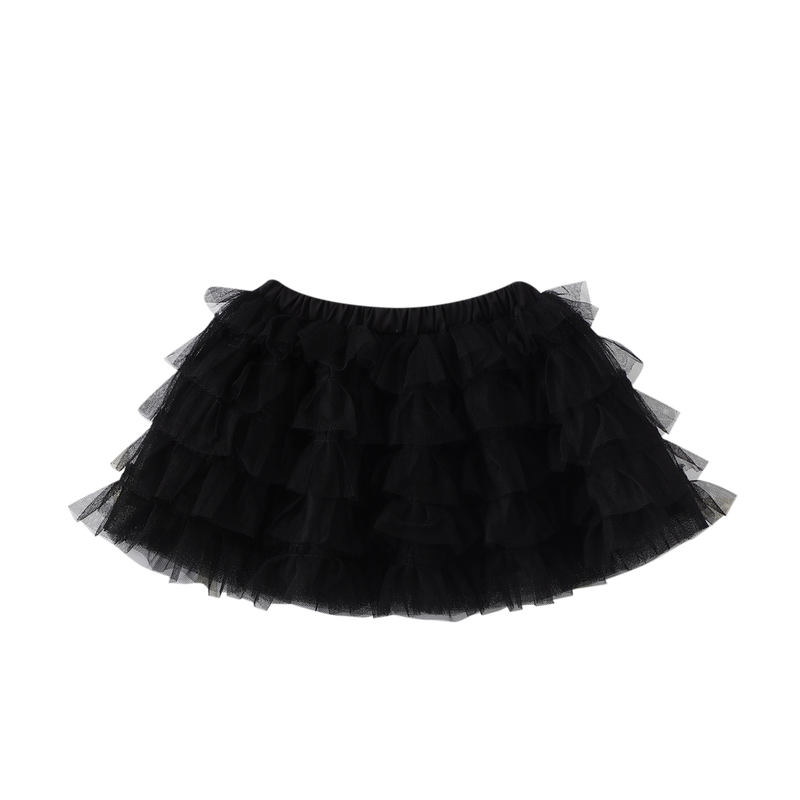 Cracked Soda | Layered Skirt-Black