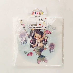 Mermaid Themed  Party Serviettes - 16pcs / 33cm