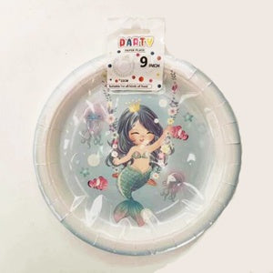 Mermaid Themed Paper Plates - pkt 8 -  23cm