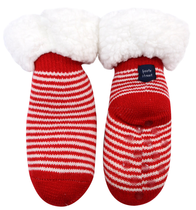 Foote Street | Toddler Red & White Stripe Slippers