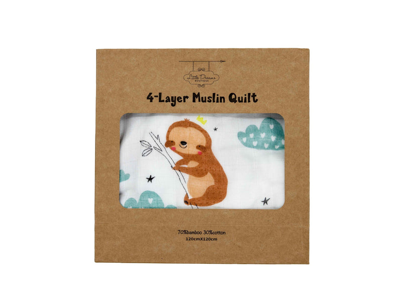 4-Layer Sloth Design Muslin Quilt