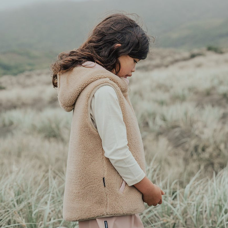 Crywolf | Reversible Vest -Dusty Pink/Camel