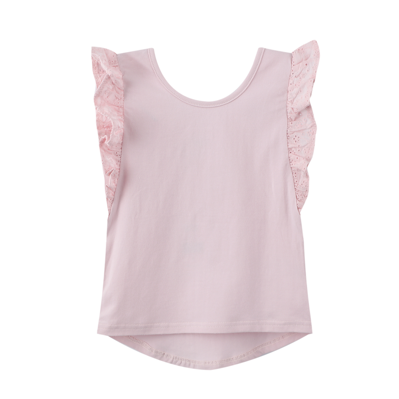 Cracked Soda | lacey frill Top - pink