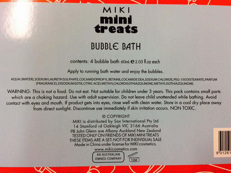 Miki Mini treats bubble bath for boys