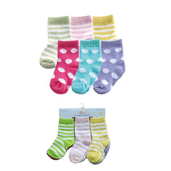 Luvable Friends Fun Stripe/Spot Combo  Socks -6pk