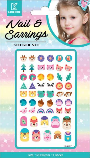 Stick on Earring+Nail Forest Animal