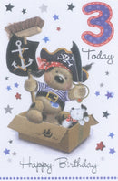 DELUXE HAPPY  BIRTHDAY 3 TODAY  CARD - PIRATE