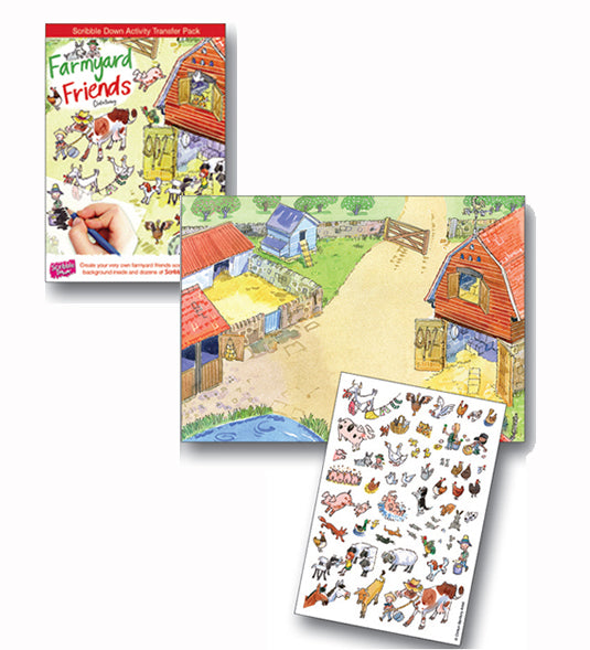 Scribble Down Transfers Activity Pack Kids Stickers - Farmyard Life