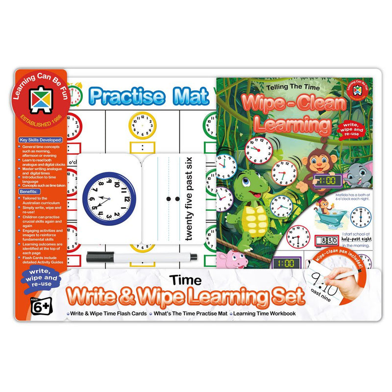 Learning Can Be Fun Write and Wipe Time Set