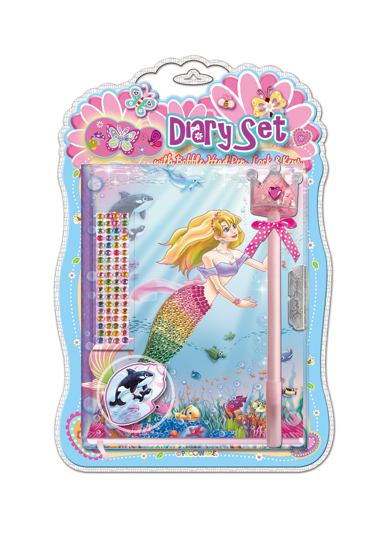 Mad Ally Mermaid Lockable Diary with Crown Pen