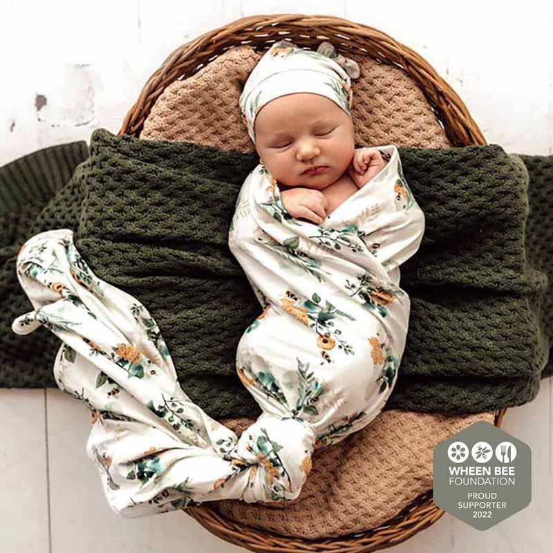 Snuggle Hunny | Garden Bee  Jersey Wrap & Beanie Set