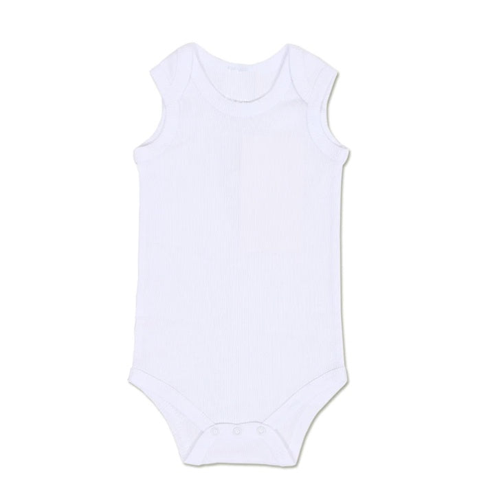 Blue Bunny | White Cotton Rib Baby Sleeveless Bodysuit