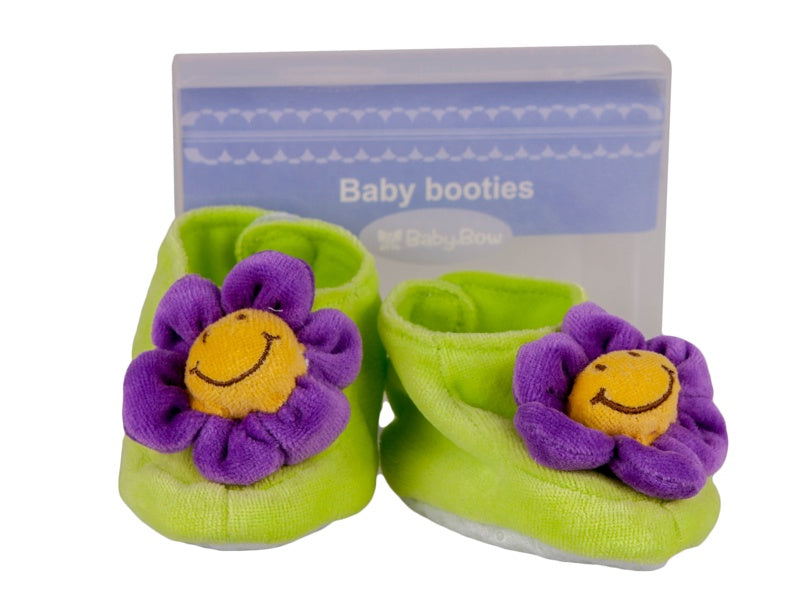 Baby Bow | Cotton Velour Flower Booties