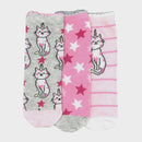 Columbine Uni-Kitty Crew 3 Pair Pack Grey/Pink