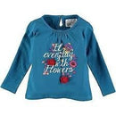 Rockin- Baby Girls Teal Flower Embroidered Tee