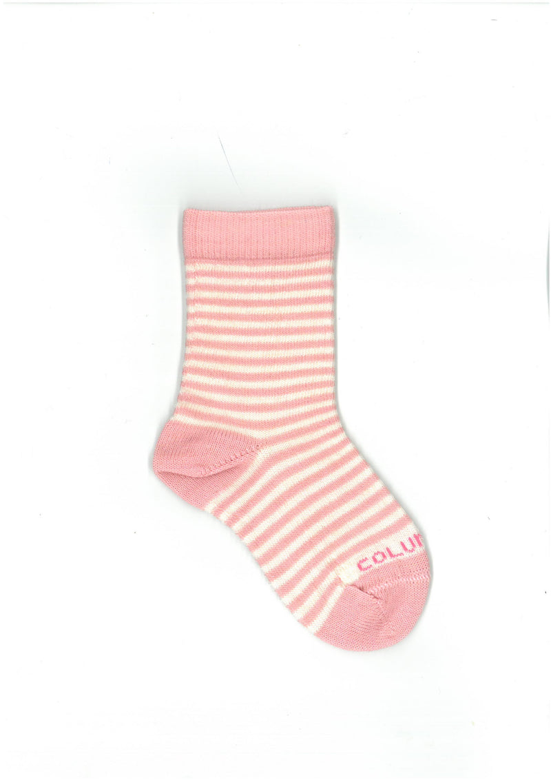 Columbine | Merino Stripe Crew Sock- Pink & Cream
