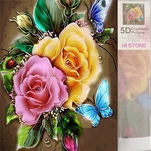 5D Crystal Bead Diamond Art - Flowers & butterflies