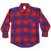 Korango | Bear in There boys flannel check shirt red/blue