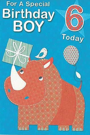 Elegance Deluxe | Birthday Boy Card - 6 Today (Rhino)