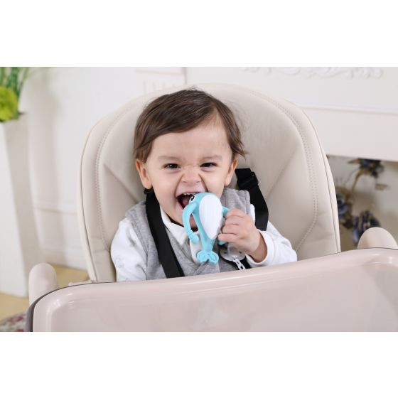 Nora Narwhal Silicone Teether - Light Blue