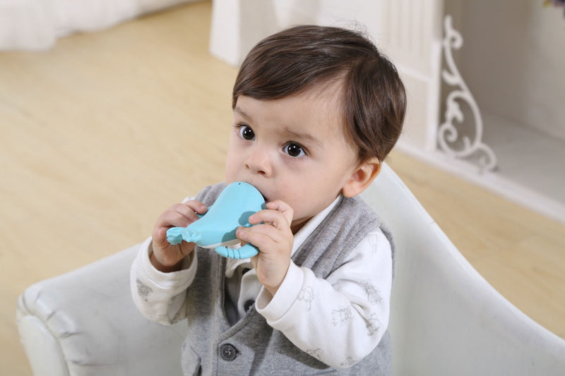 Nora Narwhal Silicone Teether - Iron green