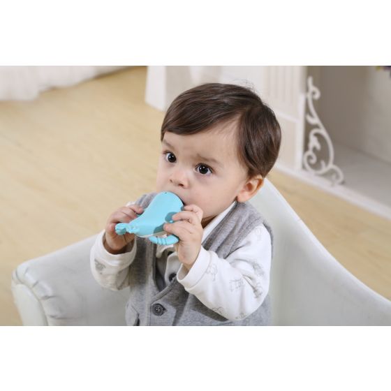 Nora Narwhal Silicone Teether - Light Blue