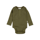 Burrow & Be | L/S Rib Henley Bodysuit-Olive