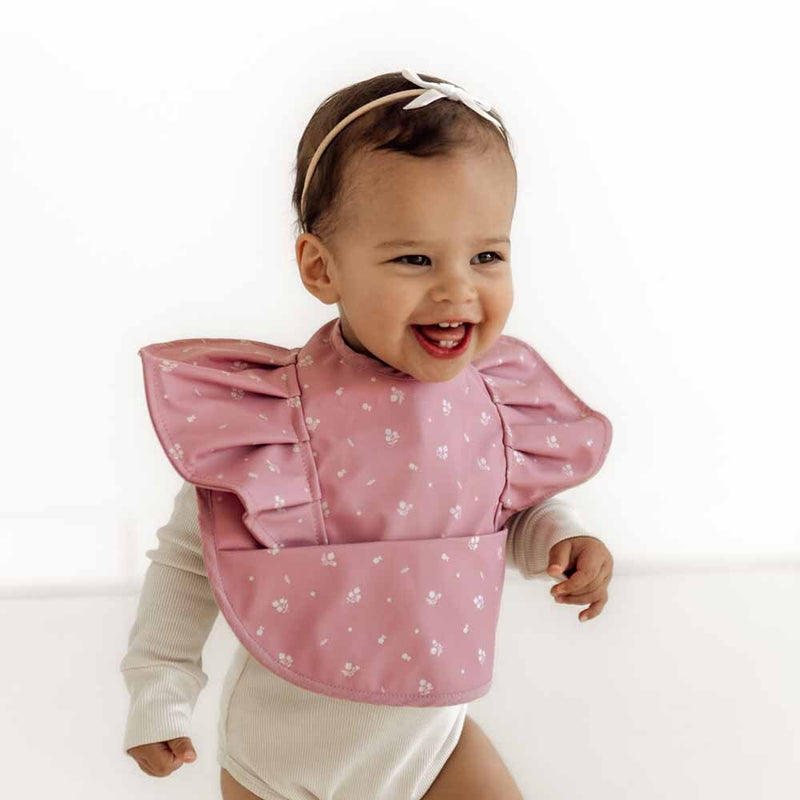 Snuggle Hunny | Pink Fleur Frill Snuggle Bib