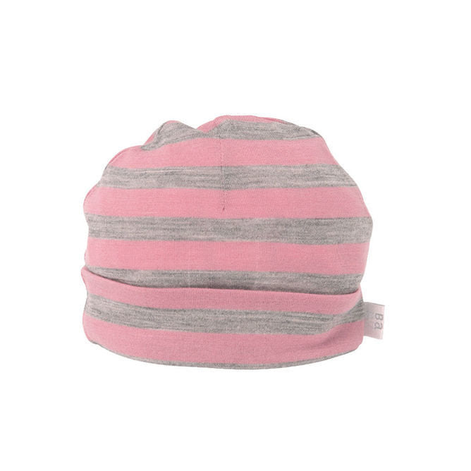 Babu | stripe Pink/ Grey Baby Beanie