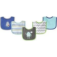 Luvable Friends | 5 Pack Printed Baby Drooler Bibs)