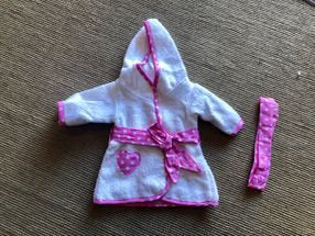 Hopscotch Doll dressing Gown - Pink & White