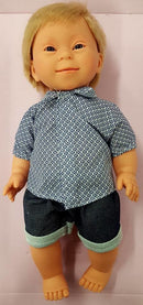Paola Reina DOWN SYNDROME BABY DOLL Boy (Spanish doll)- Blue